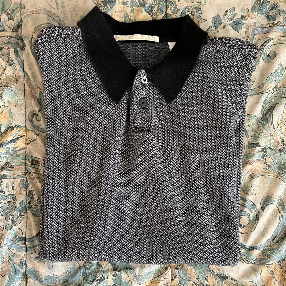 90s Vintage Perry Ellis Textured Polo